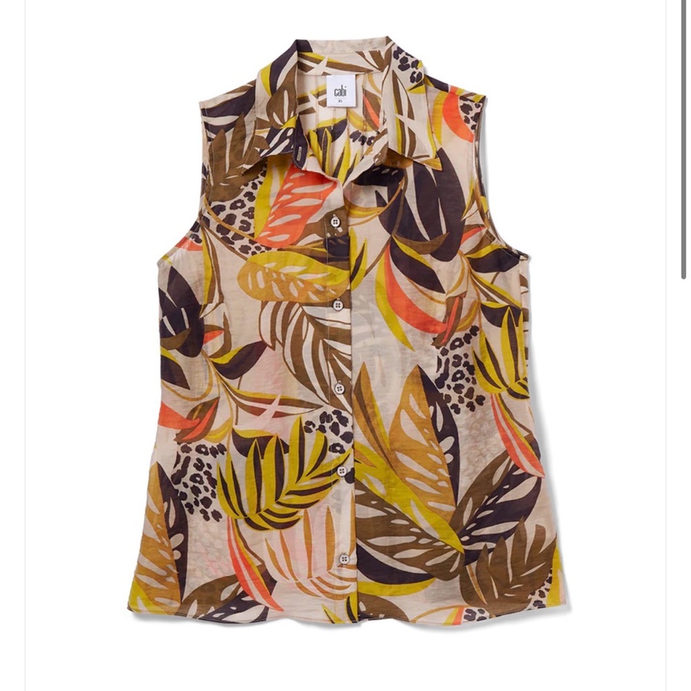 CAbi Women's Sleeveless Bali Tropical Print Top - Multicolor